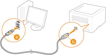 connect the printer to the computer with a USB cable

